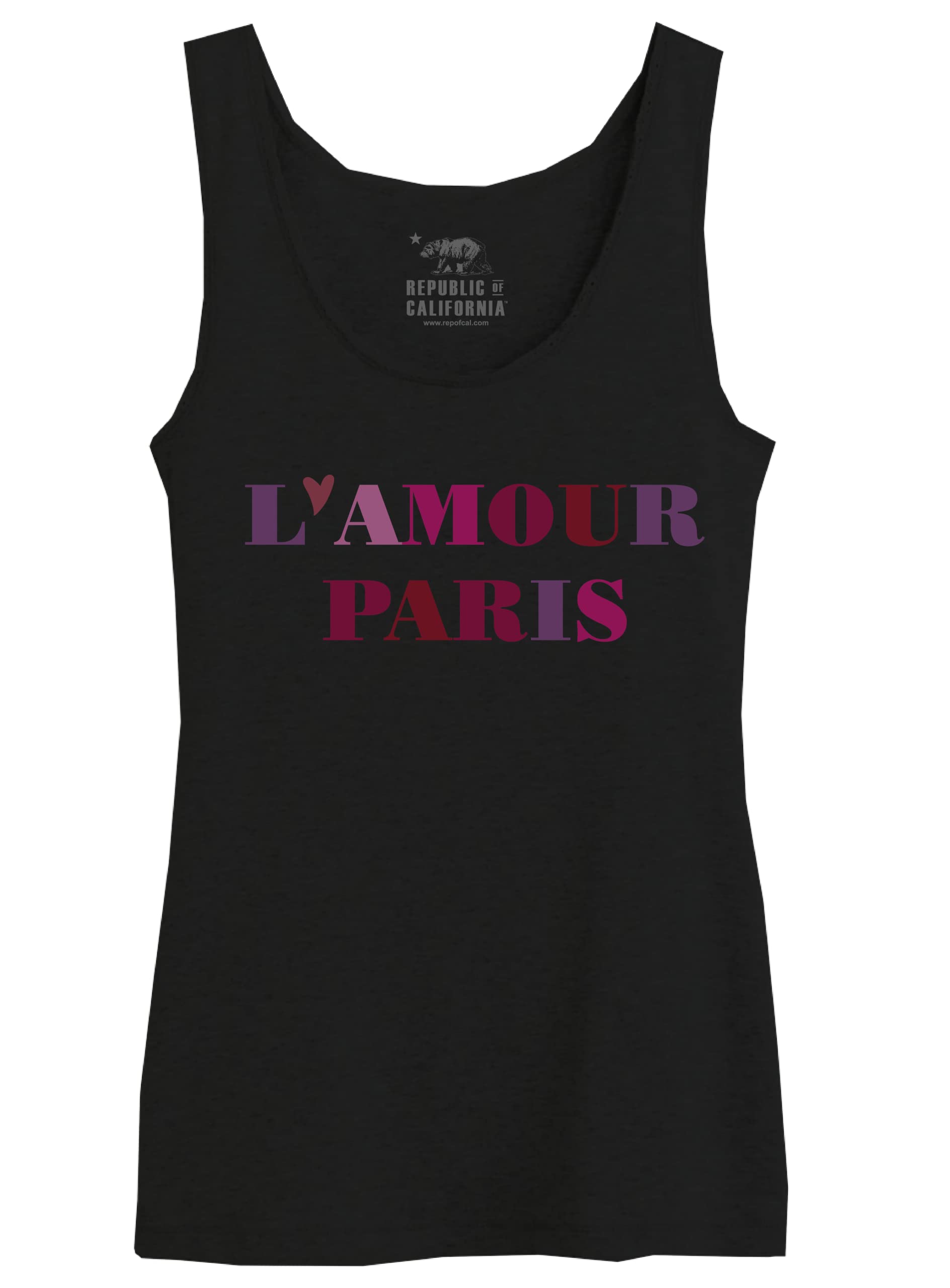 REPUBLIC OF CALIFORNIA Love Paris WOREPCZTK035 Women's Tank Top, Black, Size M, Black, M