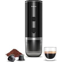 Portable Espresso Maker, 20 Bar Electric Espresso Machine for Travel, Camping, Rechargeable USB-C Mini Coffee Maker for NS Capsule Pods and Ground Coffee, Matte Black