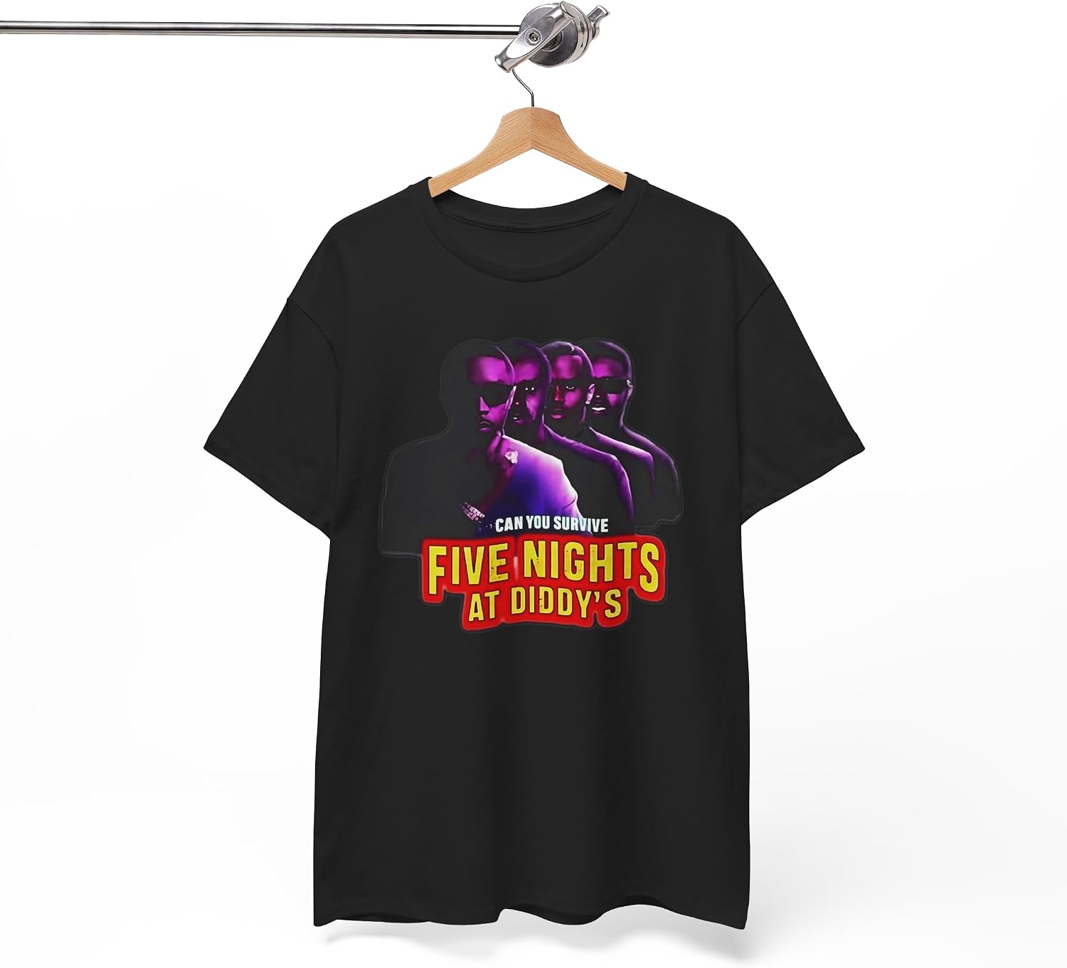 Funny Five Nights at Diddy's House Tee, Meme Shirt, Novelty Graphic Tee, Gift for Gamer, Pop Culture Shirt Black image 4