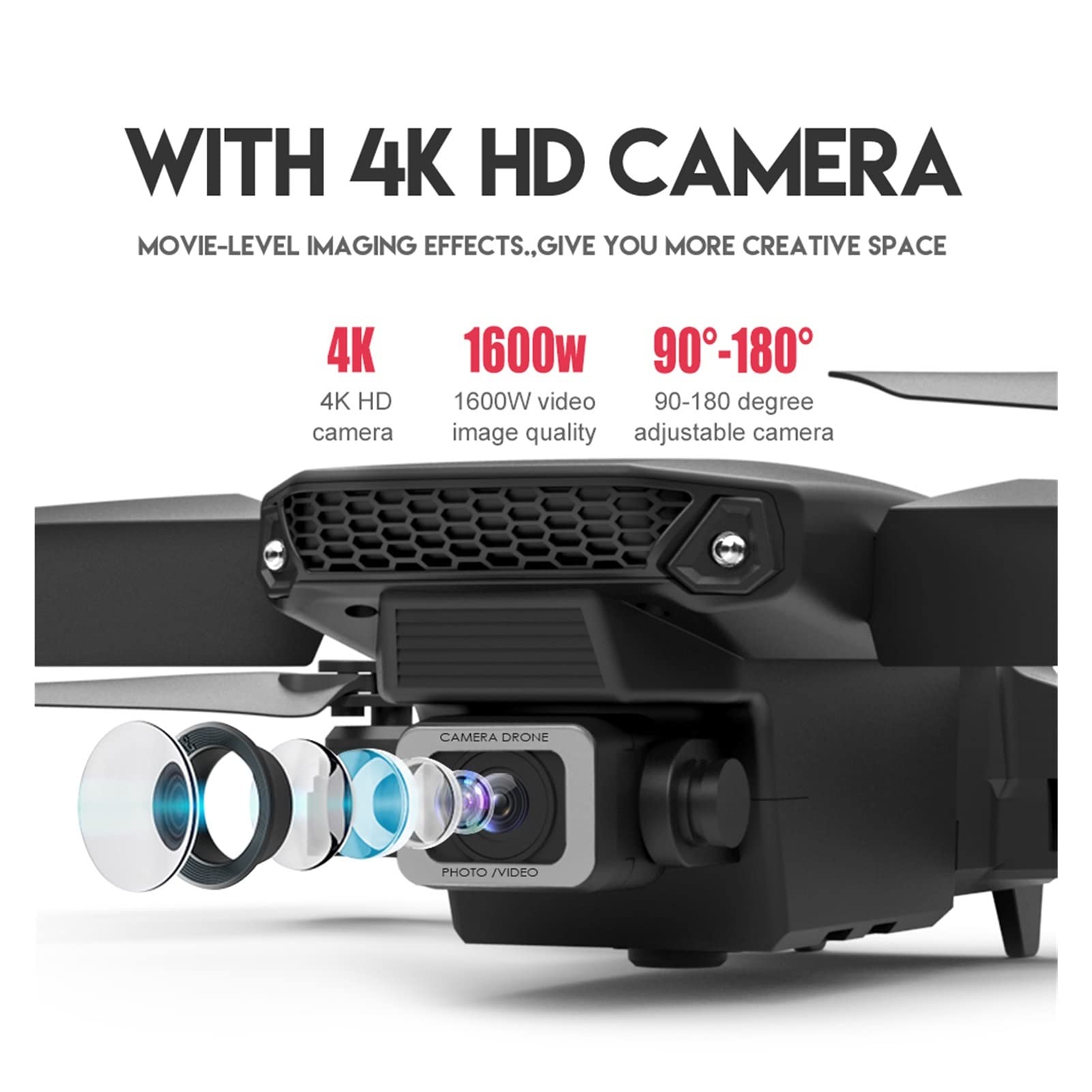 Drone RC Drone z unikaniem przeszkód 4k WiFi Height Hold RC Mini Dron FPV Podwójna kamera Follow Me Quadcopter Drones Zabawki (Kolor: 4k dualcam Torba 2b Rozmiar: 1) (Torba 4k singlecam 1b 1)