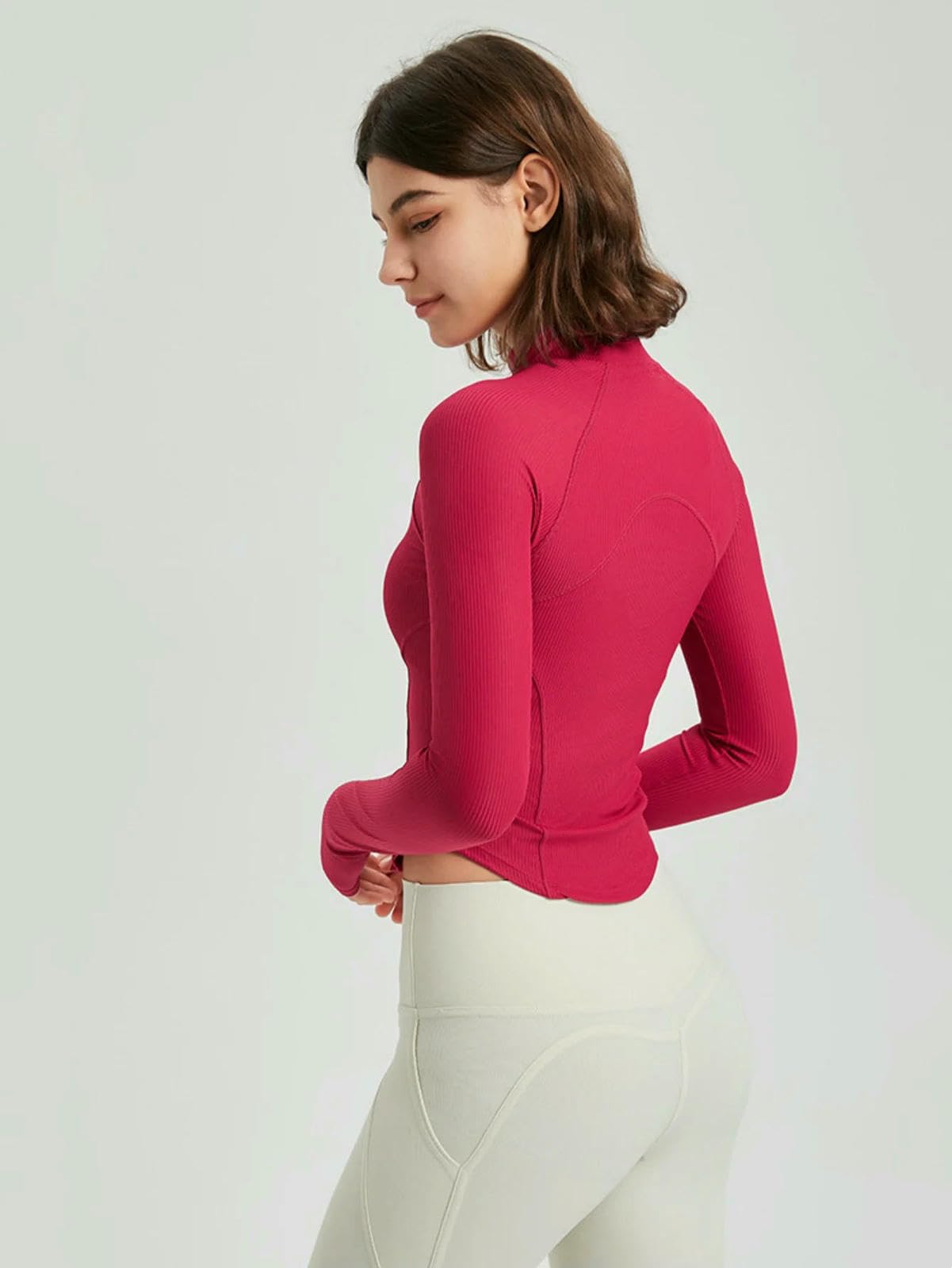 Bluzy do jogi, odzież damska, sportowa bluzka slim fit, zamek błyskawiczny, casualowa, z długim rękawem, do biegania, fitnessu