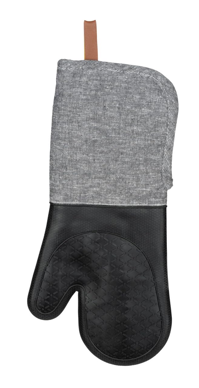 Wenko Guantes para horno Ada, set de 2 guantes para grill con palmas de silicona, protección fiable gracias a su manga extra larga, fácil de limpiar, 18 x 38 x 2 cm, negro/gris, 55041100