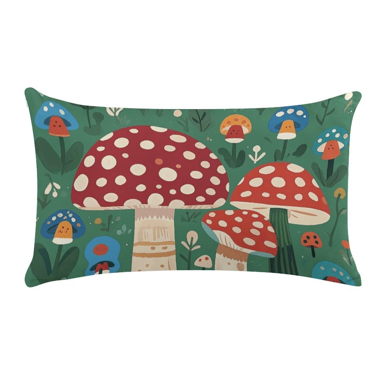 Hippie Mushroom Pillow Cases for Sofa, Super Soft Plush Pillow Cover with Zipper, Luxury Cozy Pillow Shams for All Seasons, Lightweight Pillowcases for Bedroom, 12" X 20"