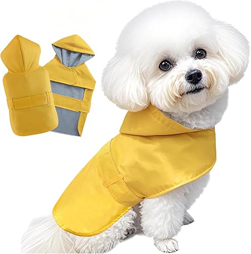 Miniatura 1 de Impermeable para perro, poncho impermeable, ropa para mascotas, con forro de doble capa, agujero para correa, ajustable, para perros pequeños y