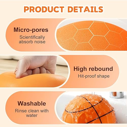 Miniatura 4 de Baloncesto silencioso, pelota de baloncesto de espuma 2026, pelota de entrenamiento para interiores, bola de espuma de alta densidad sin