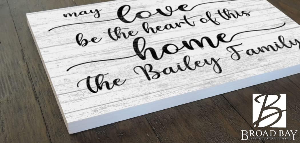 May Love Be The Heart Of This Home Family Name Sign Custom Wood Farmhouse Decor for Home, Anniversary, Wedding, Couples Gift Idea