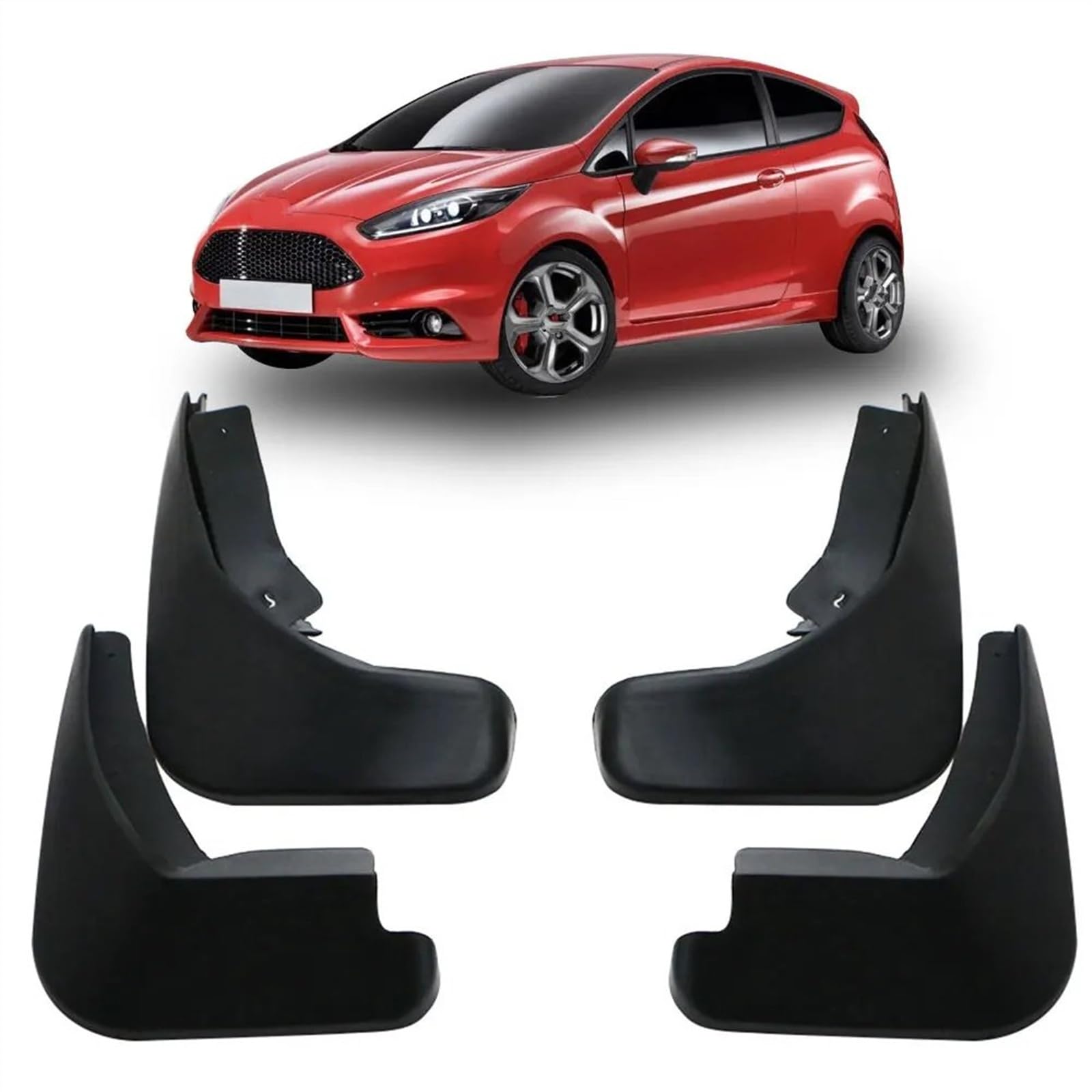 Auto Spatlappen Spatborden Spatlappen Spatbord voor Ford Fiesta 7 MK7 Hatchback 2009-2016 2010 2011 2012 2013 2014 2015, auto Voor Achter Spatborden Spatlappen Autospatborden, Zwart, 4 Stuks