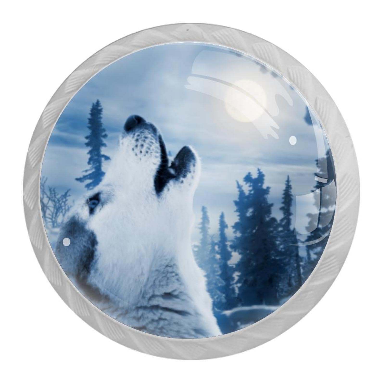 Tqmspg 4 Pieces Drawer Pulls Animal Wolf Door Knobs Dresser Handles for Kitchen Wardrobe Cupboard Hardware Furniture