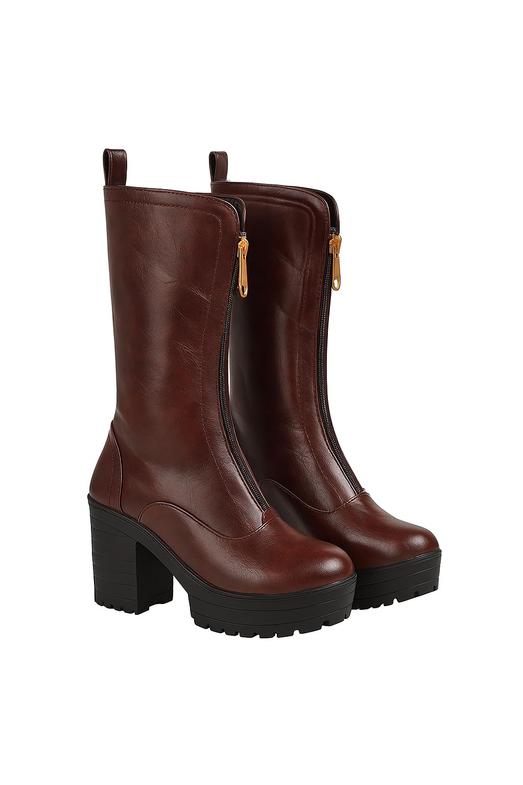 Women’s Stylish Block Heel Ankle Boots with Chain | Trendy Finish Zip Closure Boots for Party & Casual Footwear