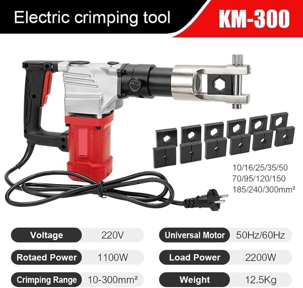 Zaciskarka do kabli hydraulicznych, szczypce do przewodów elektrycznych Ręczne narzędzie do zaciskania 10-300mm², narzędzie do przewodów elektrycznych, z 9 parami matryc, narzędzie do zaciskania (Col