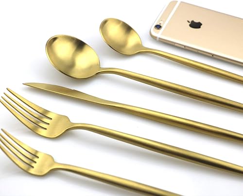 Miniatura 7 de JASHII Juego de 6 cucharas de café de acero inoxidable 304 de oro mate, juego de cubiertos modernos, regalo para Navidad