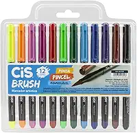 Caneta pincel Brush Aquarelável com 12 cores Cis