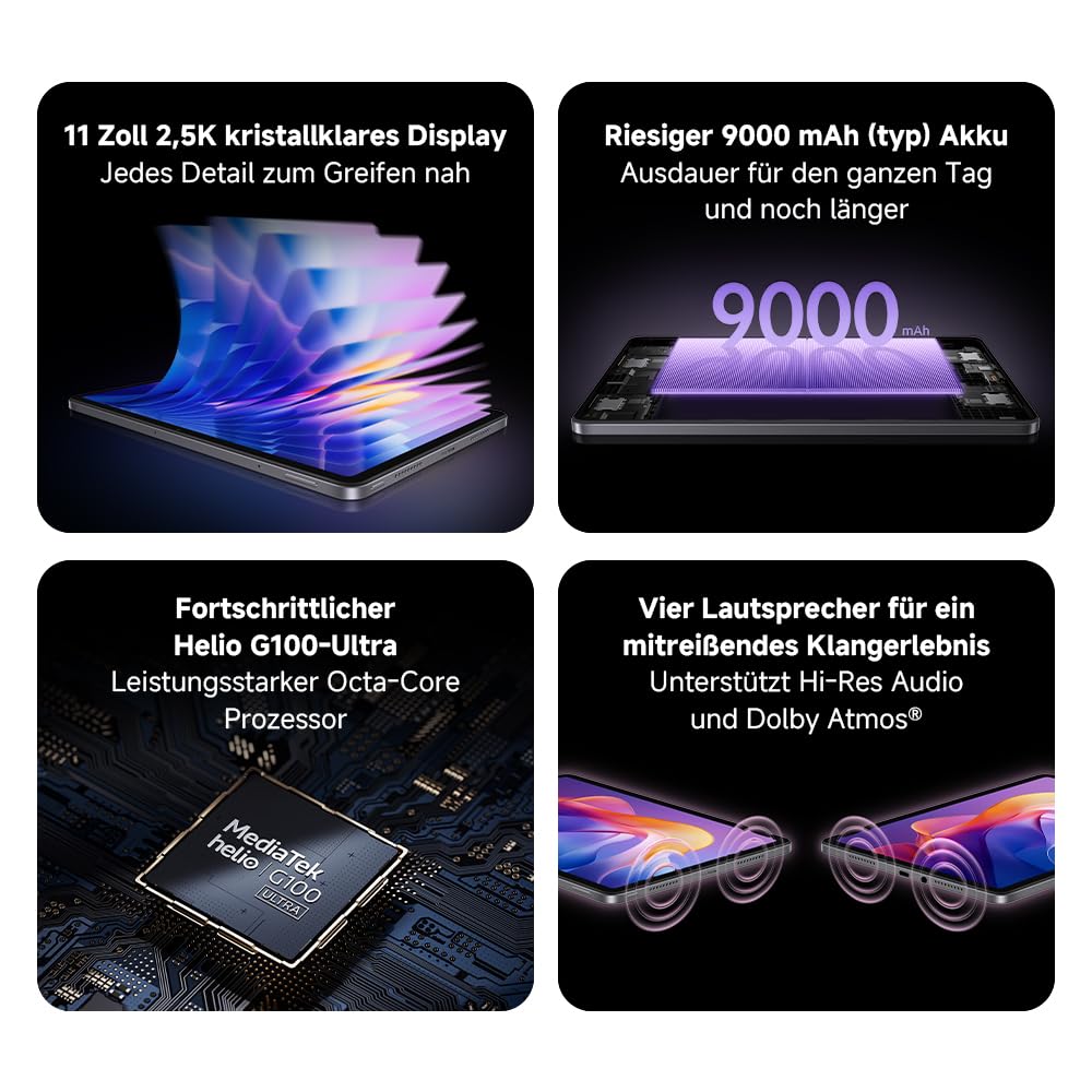XIAOMI Redmi Pad 2, 4+128GB, Grün, 11" 2,5K kristallklares Display, Großer 9000mAh Akku, Fortschrittlicher Helio G100-Ultra, Vierfach-Lautsprecher für immersiven Klang (2 Jahre Garantie)