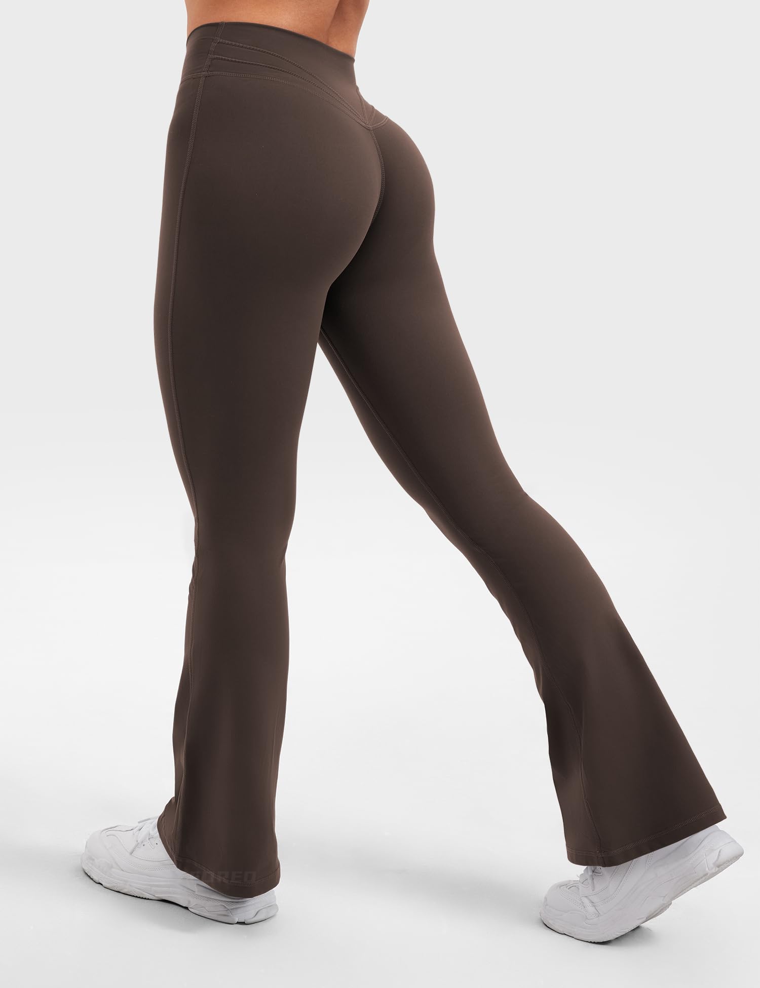 YEOREO V Waist Flare Leggings for Women Yoga Pants High Tummy Control Bootcut Workout Leggings Coffee M