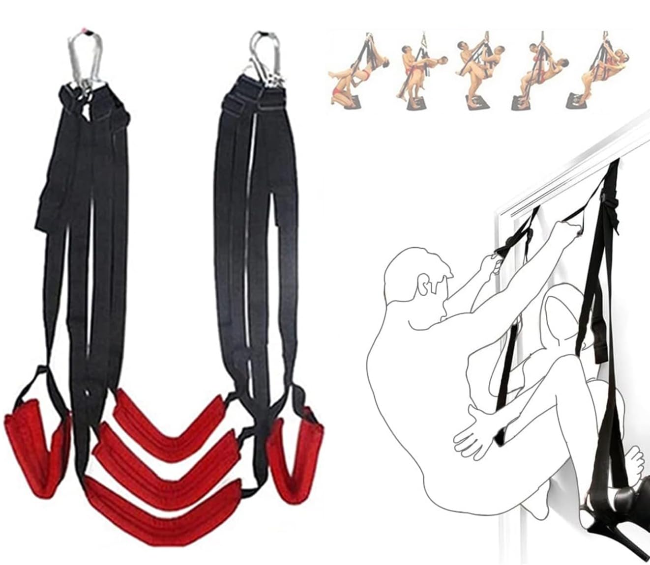 Columpio Rojo Colgante con Cojín De Nylon De Carga Grande, Juguete para Aliviar El Estrés para Interiores, Yoga, Hogar Y Exteriores, Regalo para Hombres Y Mujeres
