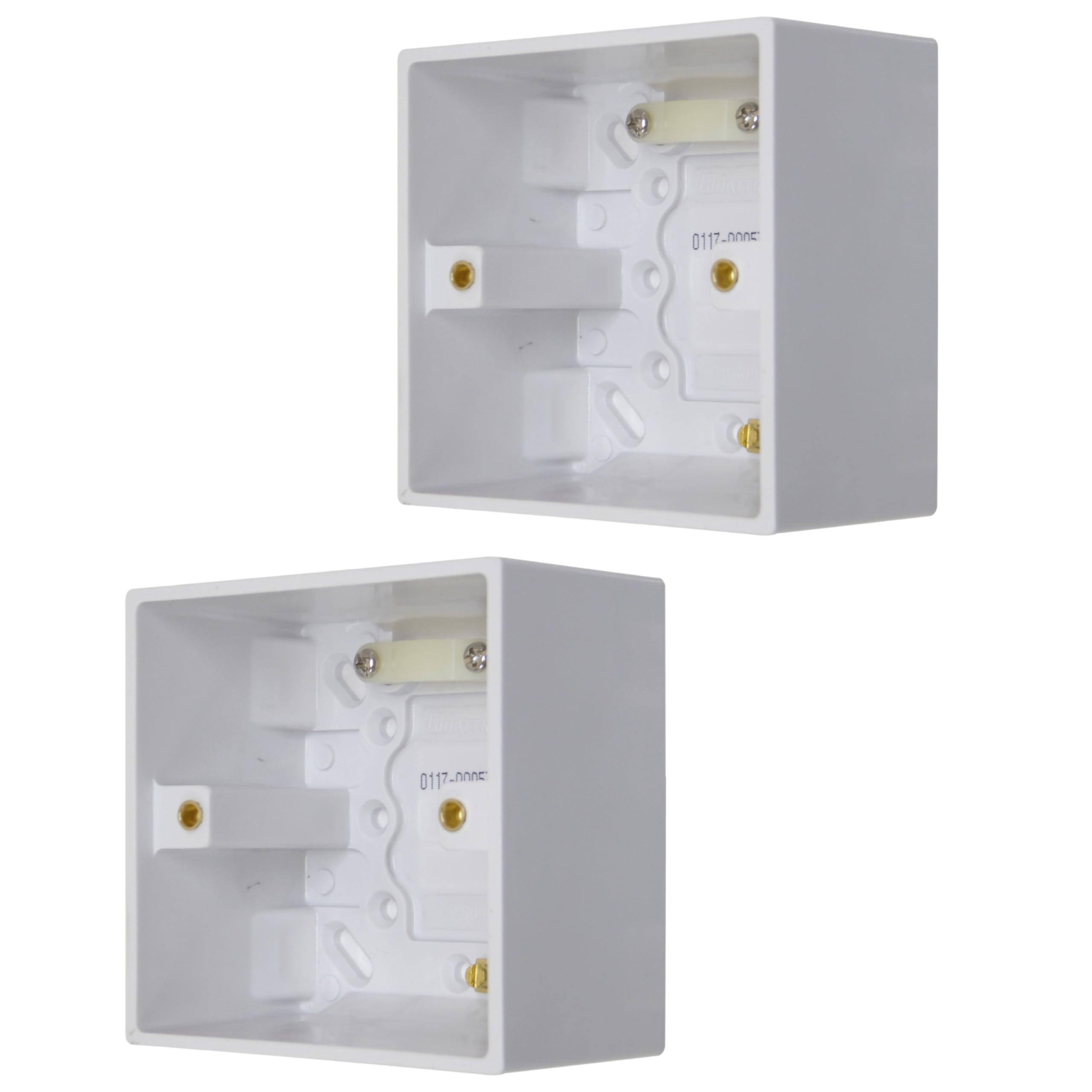 47mm Back Box 1 Gang Deep Surface Pattress Backbox with Earth Terminal and Cord Grip for Shaver Socket, Shower Pull Switch, Cooker Switch (2)