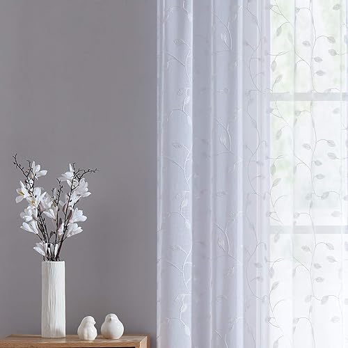 Miniatura 3 de Fragrantex - Cortinas bordadas, diseño de hojas