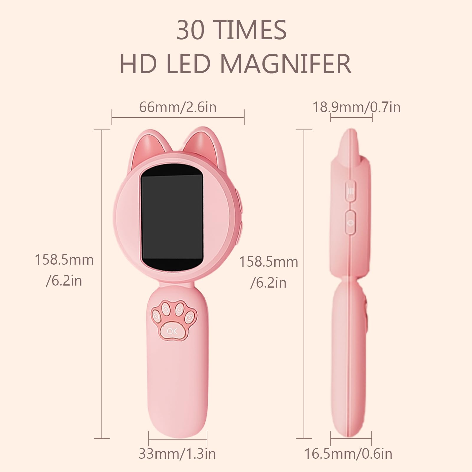 EPIPHQNY Lightweight Magnifier, Lightweight Digital Microscope with 8 LED Lightweight Digital Viewer Child Pocket Viewer Educational Viewer Lightweight