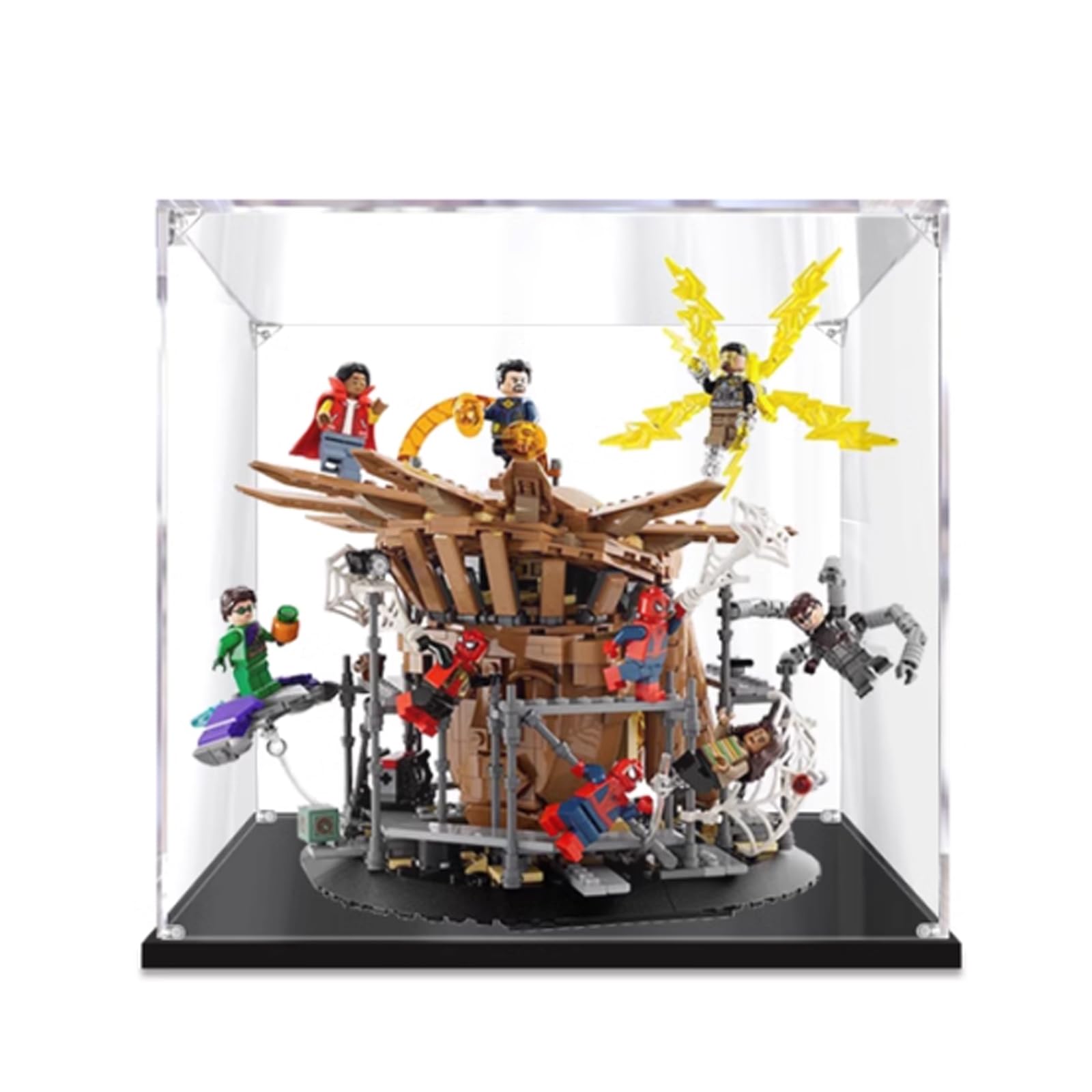 Acrylic Dustproof Display Case Designed for Lego 76261 Spider-Man Showdown Model Collection Protection Display Case (Model Kit Not Included) (3mm), White
