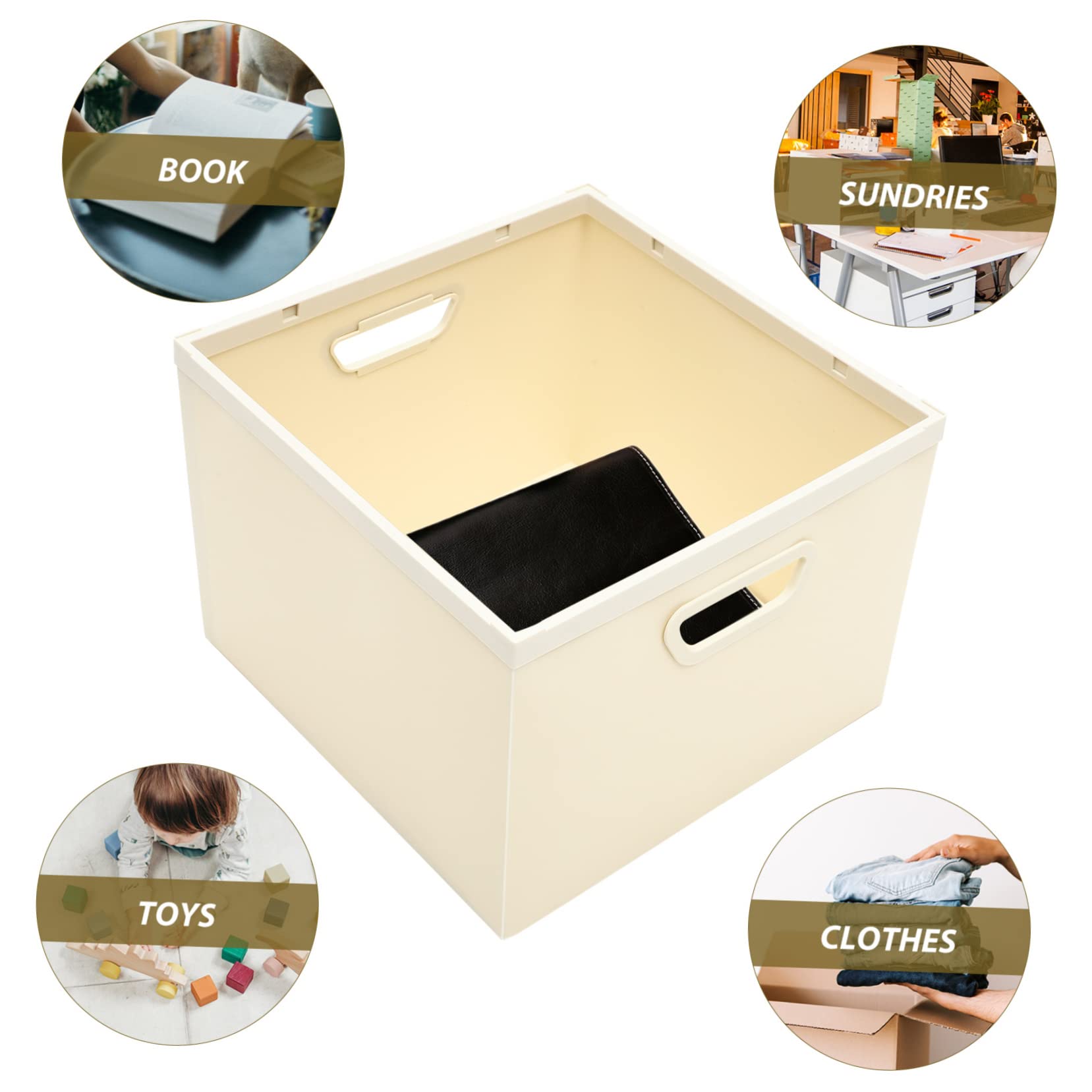 Cabilock Caja Organizadora de Escritorio Plegable de Pp con Asa Clara | Juguetes y Libros, Diseño Ahorrador de Espacio, Extracción Sencilla y Traslado Cómodo