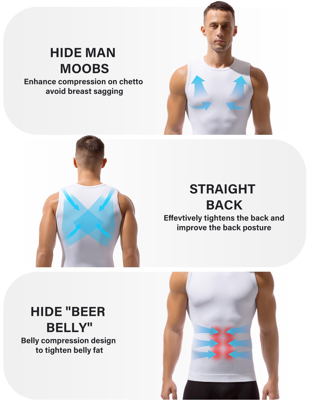 Casey Kevin Canotte Compressione Uomo Maglia, Contenitiva Snellente Shapewear Maglietta Intima Sportivo Fitness Canottiera