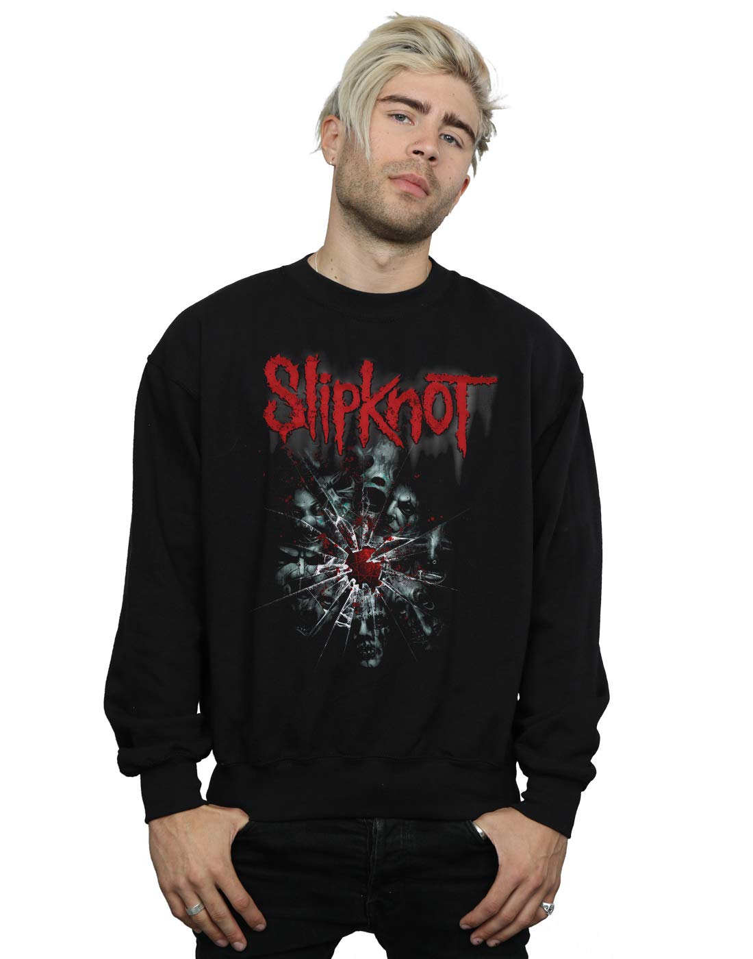 Absolute Cult Men's Black Slipknot Shattered Glass Sweatshirt XXX-Large