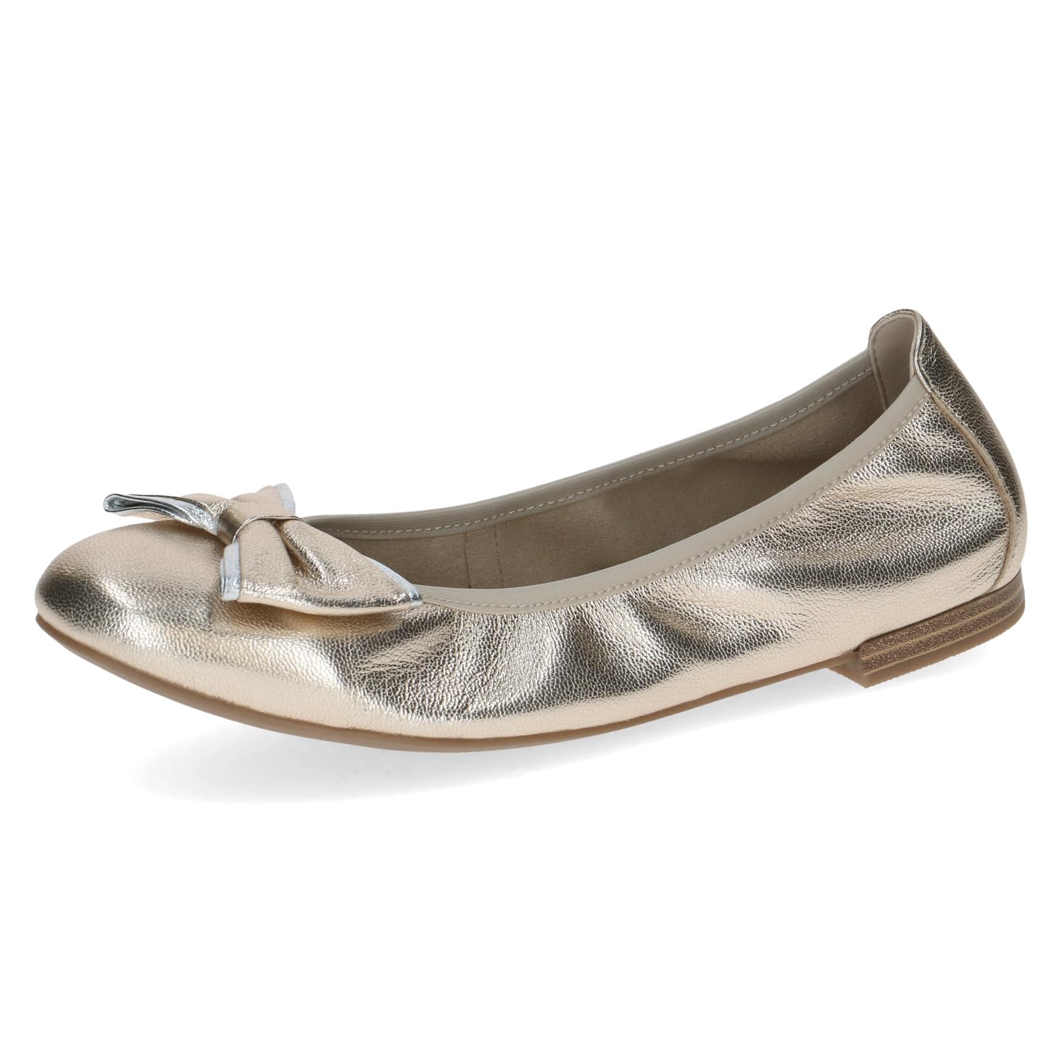 CAPRICE Women's Ballet Flats in Leather, Metallic (Platin Metal.), 3.5 UK
