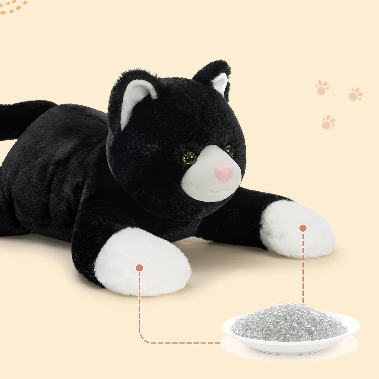 MorisMos Gato Peluche Negro, 80cm Gato Juguete de Peluche Teddy Animales Grande Suave Bonito, Kawaii Regalos San Valentin para Madre Cumpleaños Navidad