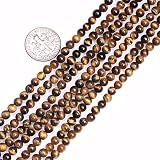 4mm Round Yellow Gemstone Tiger Eye Stone Beads Strand 15 Inch Jewelry Making Beads