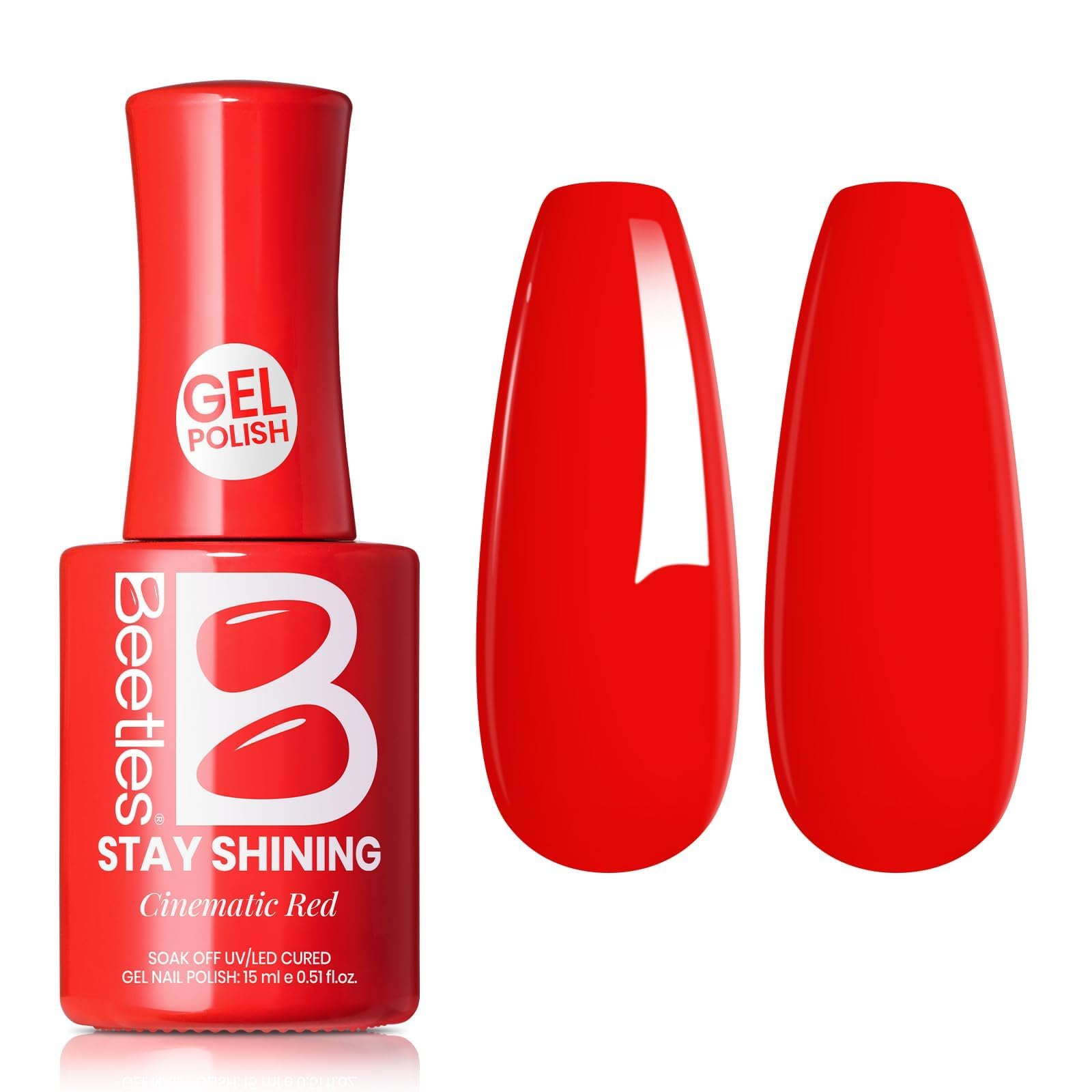Beetles Red Gel Nail Polish, 15ML/0.51Fl Oz, Cinematic Red, Soak Off UV LED Lamp | Beetles Red 15ml E7a54c - main product image