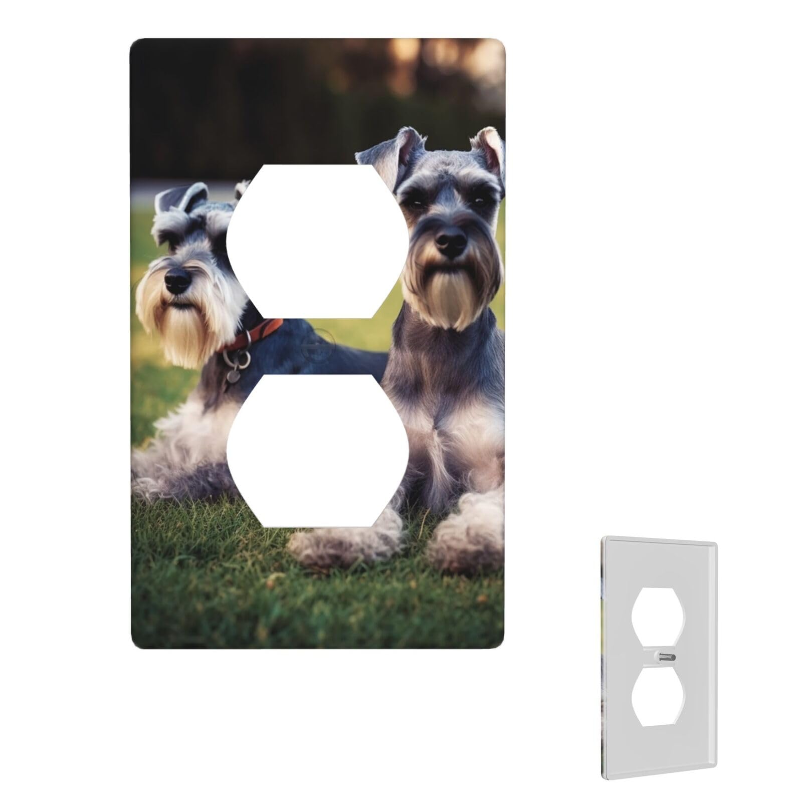 1-Gang Decorator Wall Plate Adult Schnauzer Dogs Light Switch Cover Single Gang Receptacle Wall Plate Standard Size 4.5" x 2.76" Wallplate Unbreakable Polycarbonate Outlet Faceplates Cover