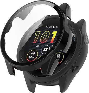 FanTEK Compatible for Garmin Forerunner 165/165 Music Watch Case for Women Men, Scratch Resistant Shock Absorbing Case, Black