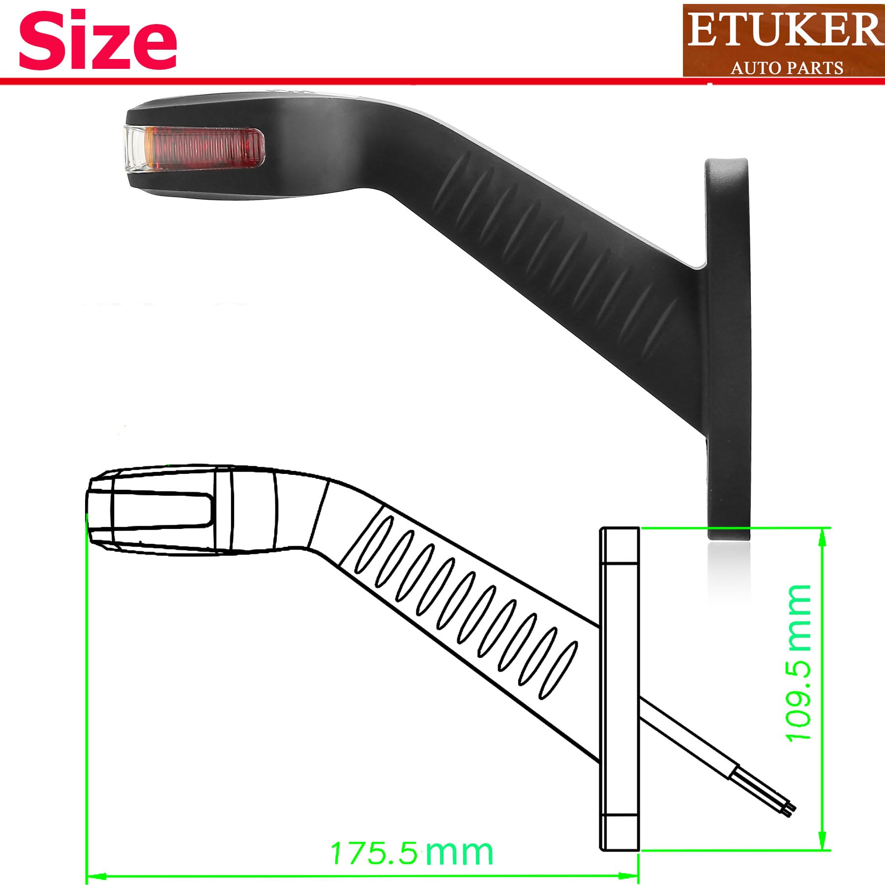 2x Luci Laterali Rimorchio Gomma 12V-24V LED Luci Ingombro Camion 24v Impermeabile