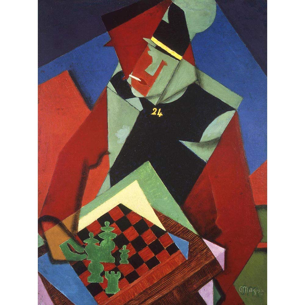 Wee Blue Coo Painting Metzinger Soldier At A Game Of Chess Art Print Poster Wall Decor 12X16 Inch