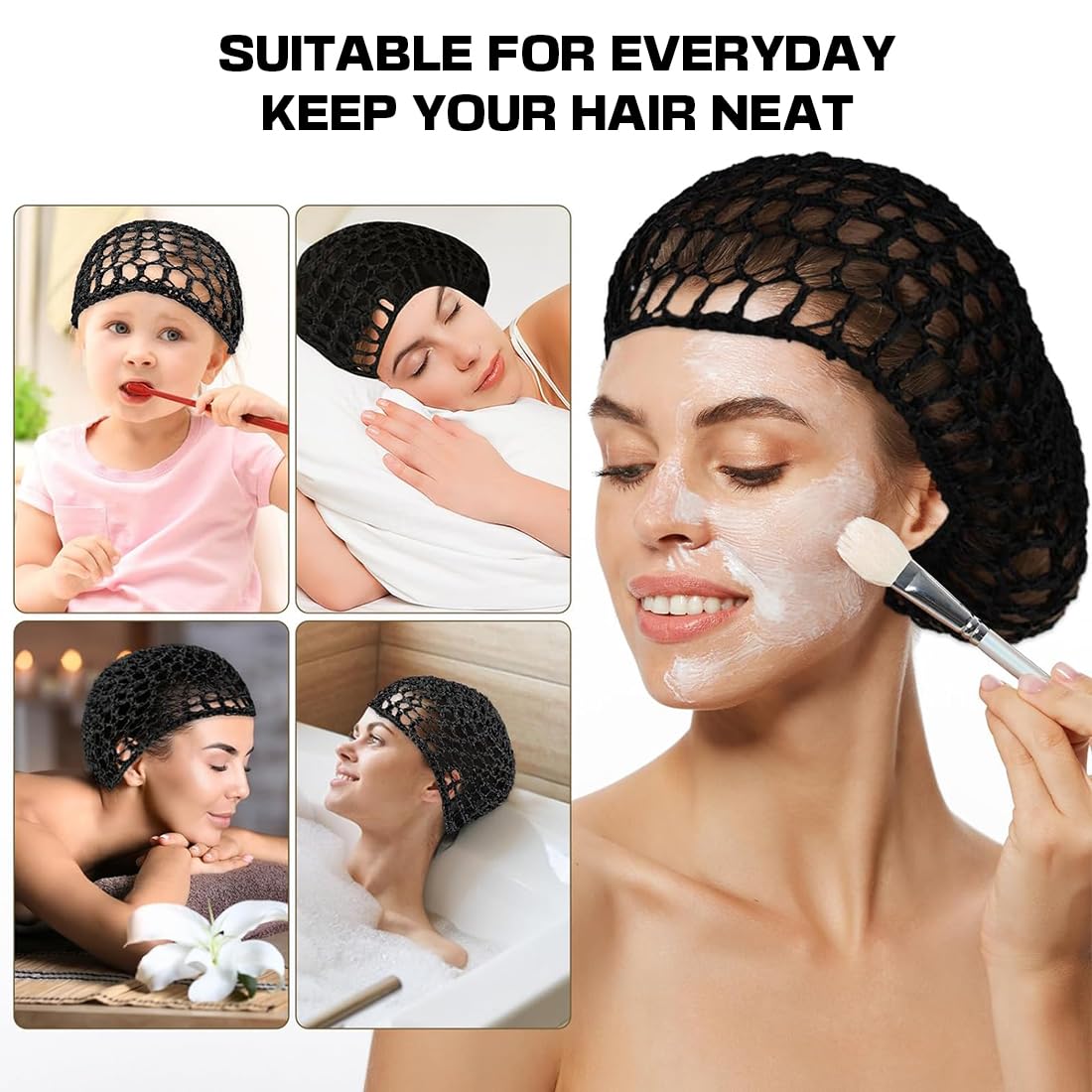 Rete Per Capelli All'Uncinetto 2 Pezzi, Rete Per Capelli Per Dormire, Involucro Per Capelli Lunghi