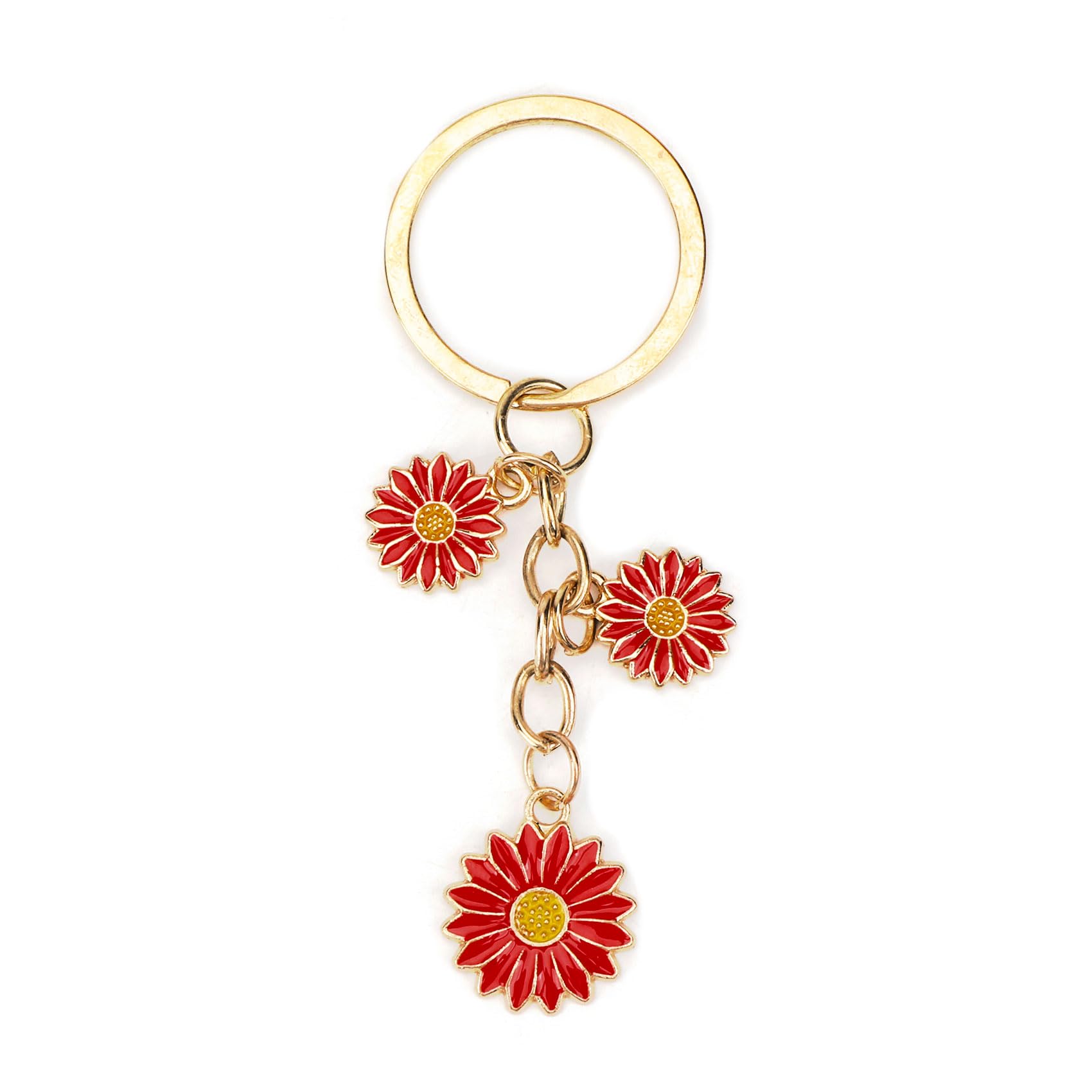 Tranbath Süßer Gänseblümchen Blume Schlüsselanhänger für Damen, Cute Flower Charm Taschen Anhänger, Gänseblümchen Schmuck, Blumenschmuck für Frauen und Mädchen