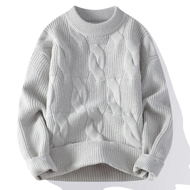 Men's Loose Casual Sweater Crew Neck Knitted Pullovers Fashion Solid Hole Knit Sweaters2