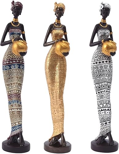 Miniatura 5 de Estatua africana exótica tribal, esculturas de dama, figura de mujer africana para decoración de la oficina en casa, sala de estar, figura de resina