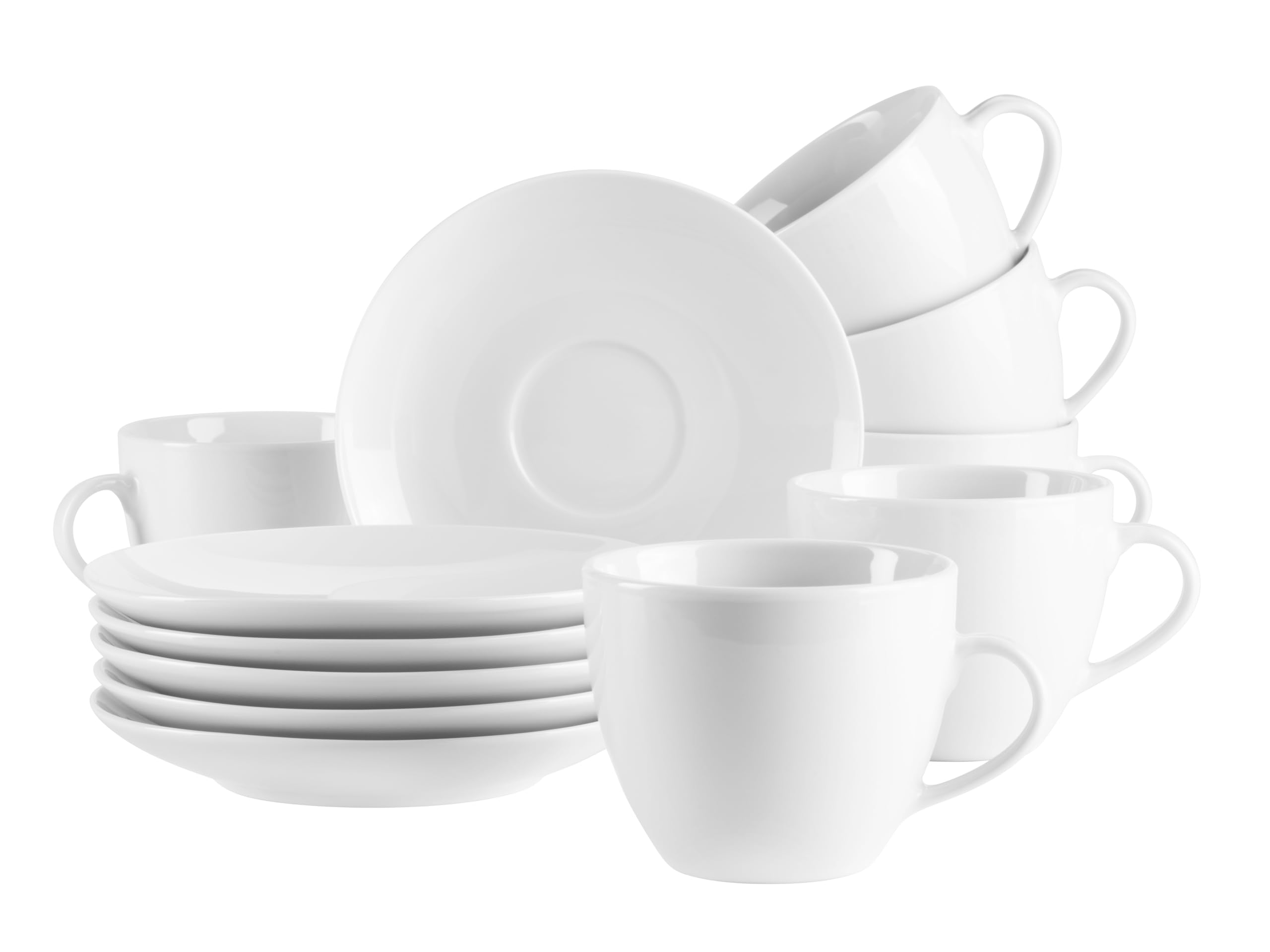 MÄSER, Barca Series Coffee Cups Set for 6 People, Coffee Cups Made of White Porcelain, Simple, Elegant, Timeless, Porcelain, White