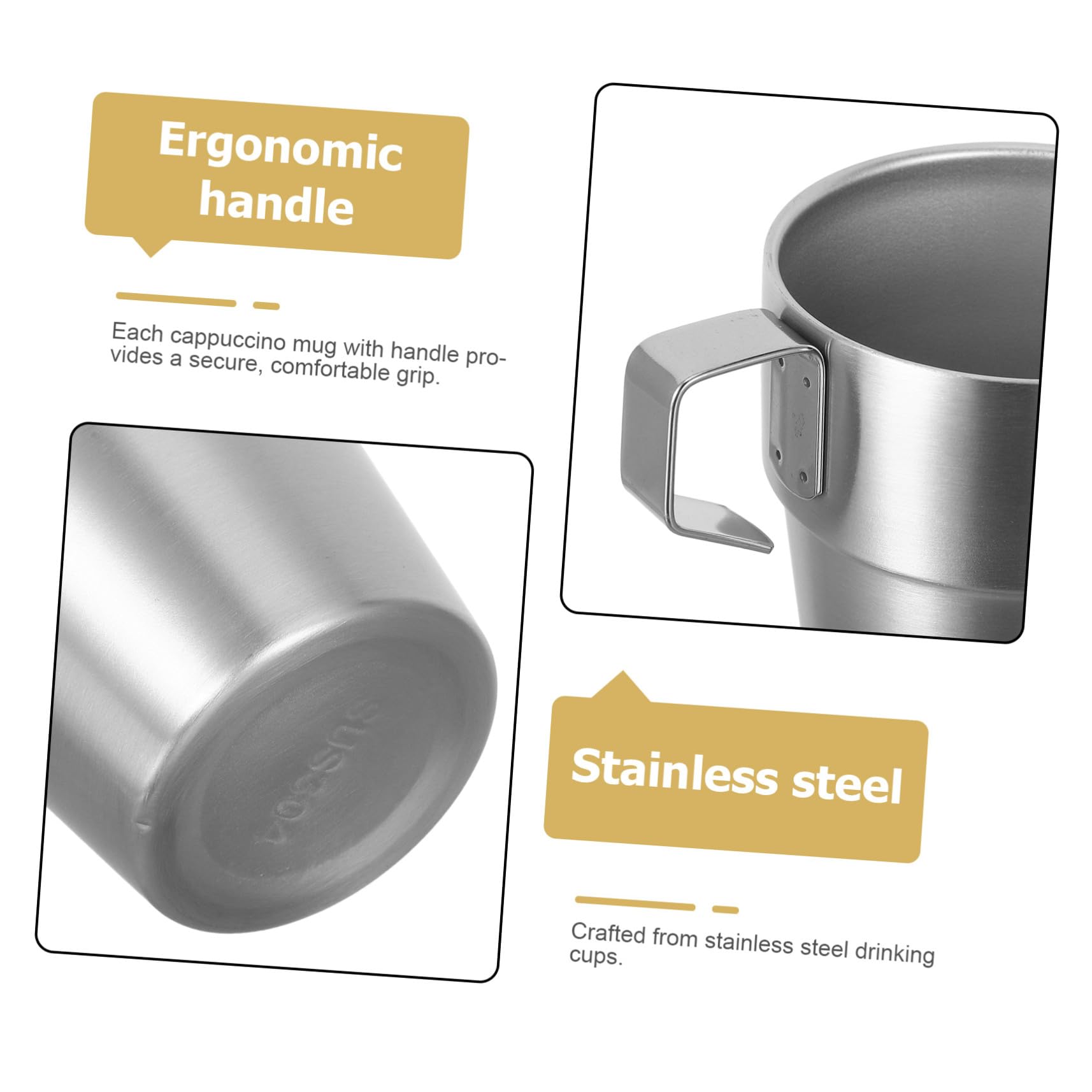 Tazas Infantiles Apilables de Acero Inoxidable Aisladas Doble Pared y Asas Soporte Compacto para Café Té y Cappuccino para Camping y Uso Diario