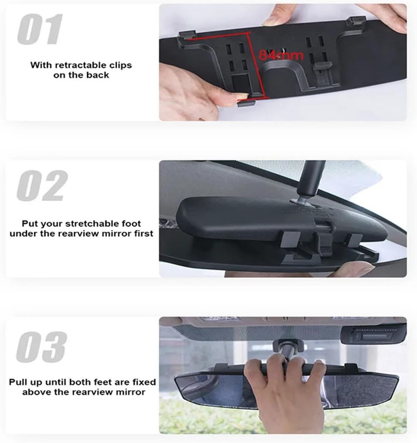 Rear View Mirror Car Rearview Mirror Wide Angle Glass 30cmX9cm Large Vision Universal(Medium)
