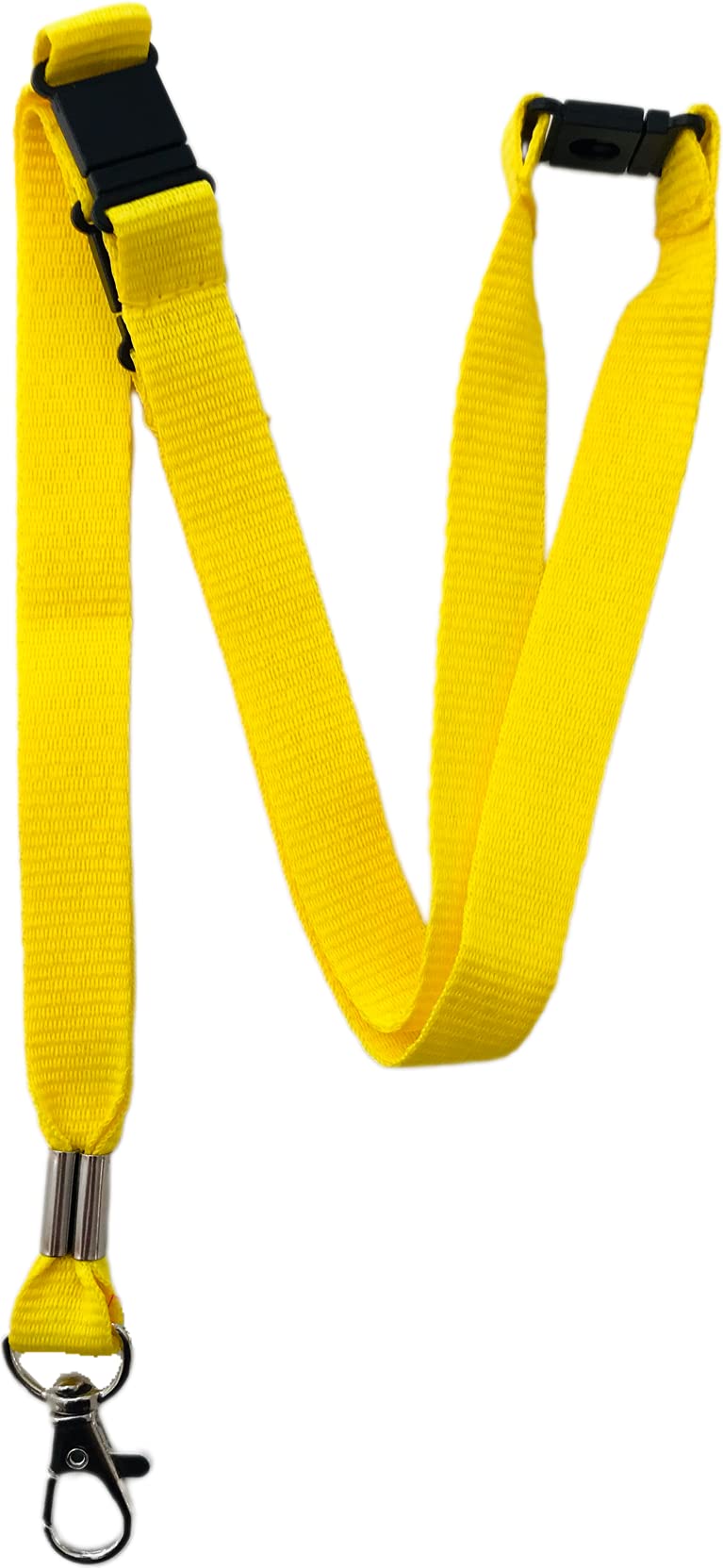 PAC Supplies Global 15mm Colourful Neck Lanyard With 3 Point (Triple) Safety Breakaway (Yellow, 5 lanyards)