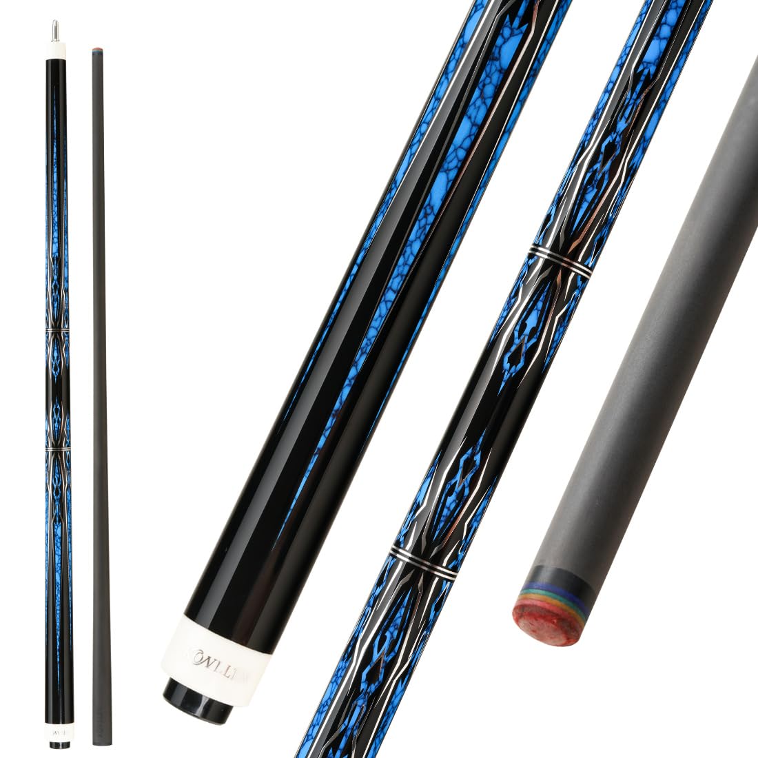 KONLLEN Laser Series Carbon Fiber Pool Cue Stick Wrapless Professional Cues Full Carbon Technology Low Deflection 12.2mm 147cm Uni-loc Pin