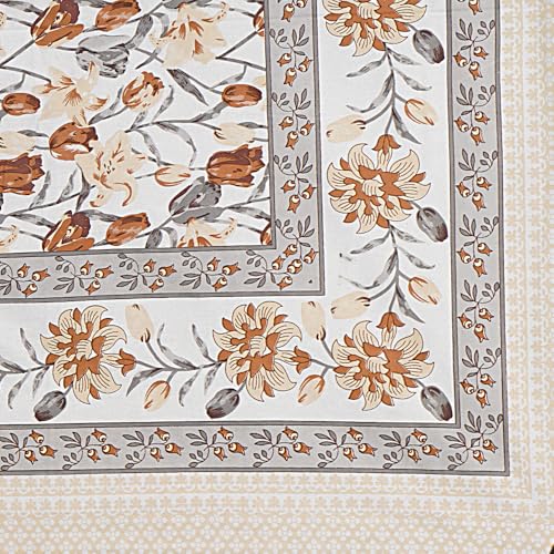 Image of Living Roots Jaipuri Hand Block Print Double Cotton Bedsheet & 2 Pillow Covers, for Mattress Upto 8 inches Thick, No Colour Bleeding, Beige Colour, Super King Size 96 * 104 inches, 150TC (576-A)