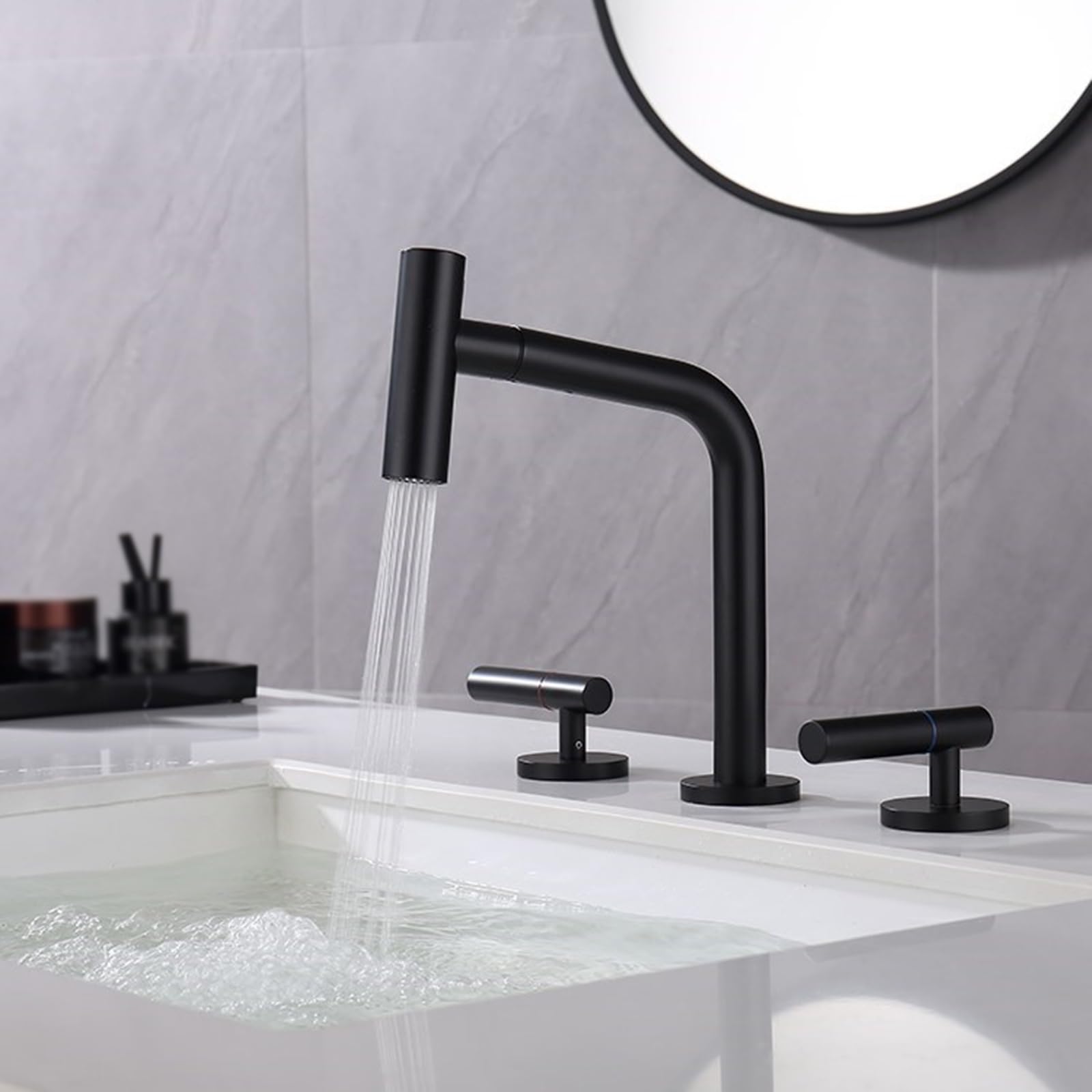 Robinet 3 trous lavabo douchette extractible double jet pour en finir avec le calcaire