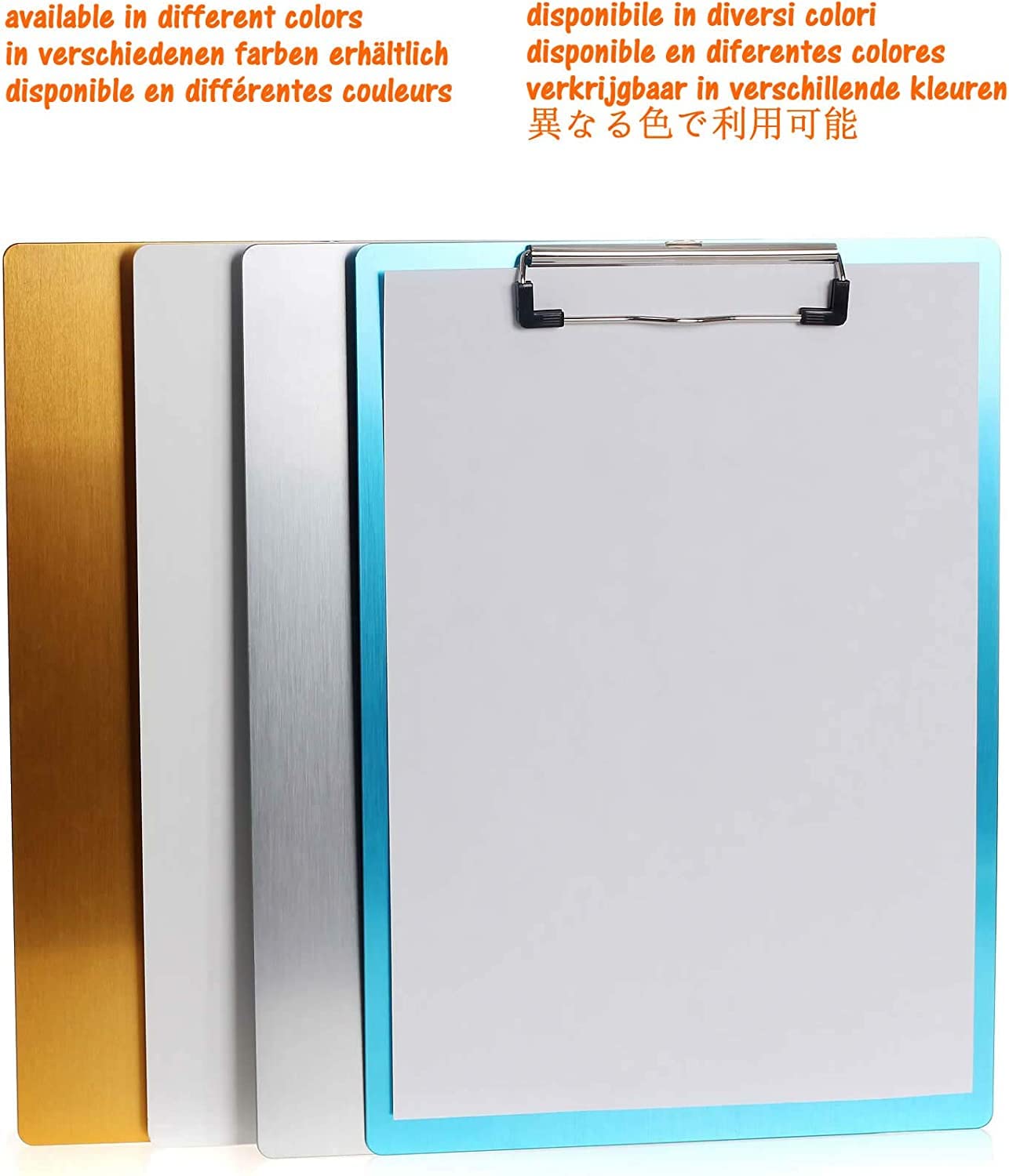TUKA 6x A4 Porte-bloc en Aluminium, avec Pince, Haute Résistant Planchettes en Aluminium de Haute Qualité, Idéal pour le Travail Quotidien, Clip Planches 6er Pack en Couleur Argent, TKD8025-silver-6x