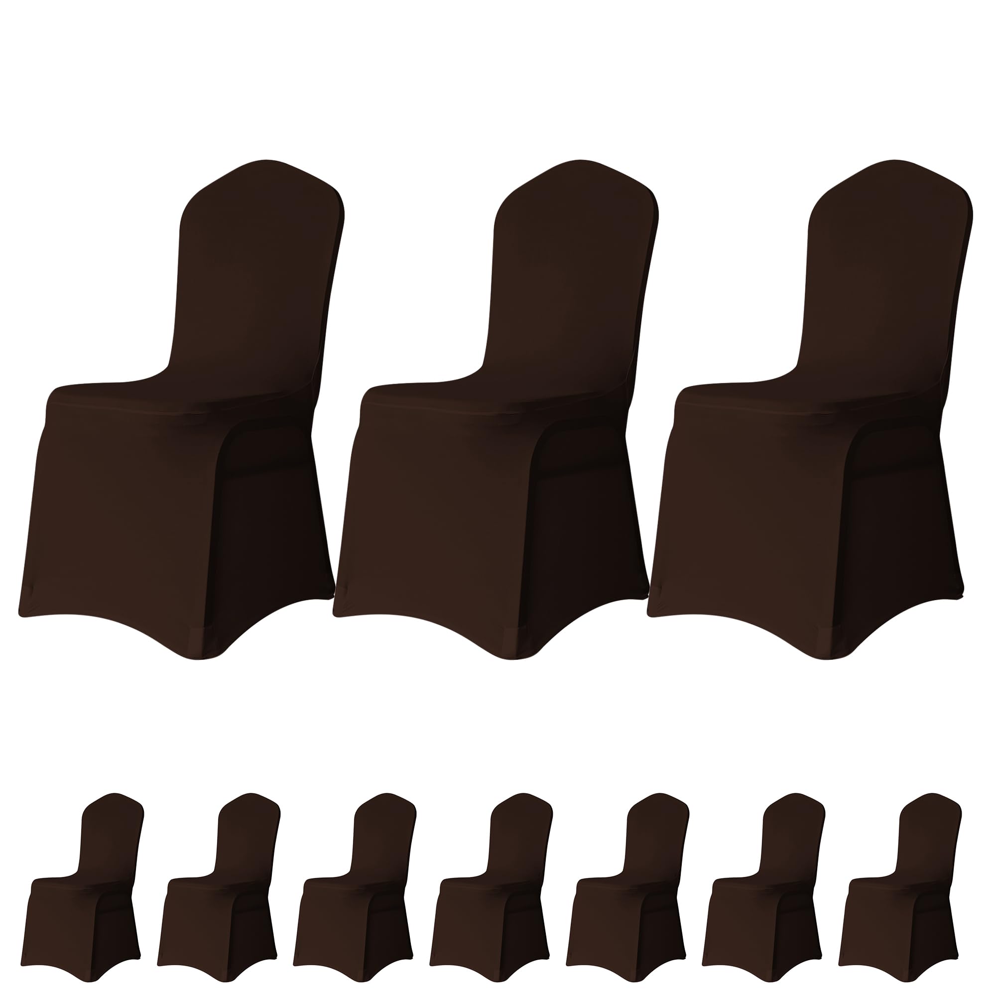 Trimming Shop Chair Cover Spandex Polyester Stretch Fabric Front Flat Dining Slipcovers Washable & Removable Wedding Chair Covers for Banquets Ceremony & Hotel Dinner (Chocolate, Pack of 10) โ image 1