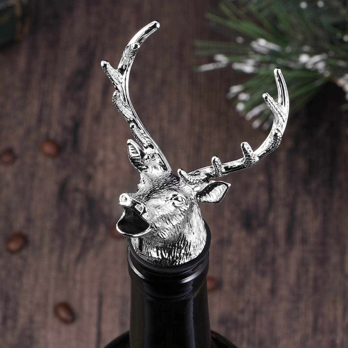 Versatore Per Vino Con Testa Di Cervo – Tappo E Beccuccio In Acciaio Inox Per Liquori – Regalo Originale