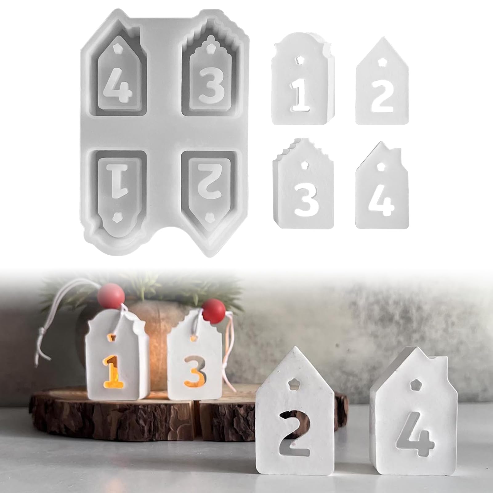 Silicone Moulds Casting Moulds Christmas Candle Holder, DIY Silicone Mould Christmas Silicone Mould, Creative Silicone Casting Mould for Candles and Plaster, Christmas Decoration Casting Moulds