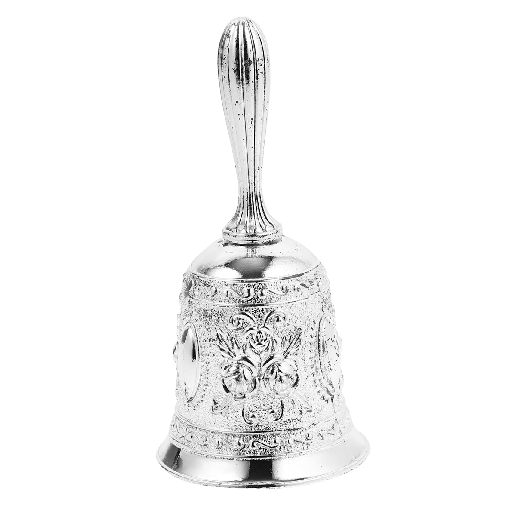 HOMSFOU 4 Piezas Campana de Mano de Metal para y Escuela Campana de Servicio Retro con Sonido y Diseño Ergonómico para Recepciones Almuerzos y Entrenamiento de Mascotas Práctica y